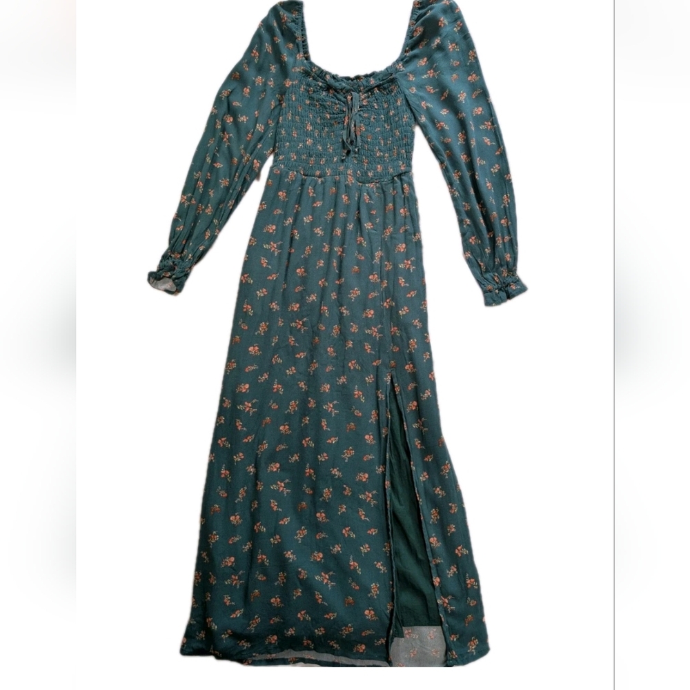 Floral Green Long Sleeve Dress